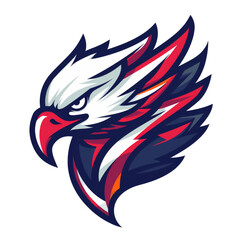 Sticker - Stylized eagle head with a fierce look and dynamic feather design