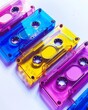 80s 90s Nineties Nostalgia Audio Cassette Tapes Music Vibrant Colorful Neon