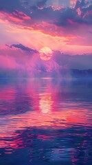 Poster - A beautiful sunset over a calm sea