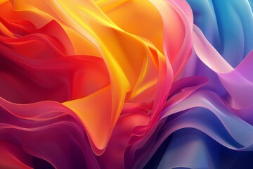 Wall Mural - colorful abstract waves in 3d render futuristic digital art background