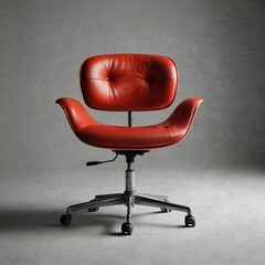 Vintage office chair standing isolated on grey background