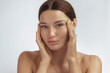 Anti Aging Treatment and Facelift Skin Care Concept. Woman with hand