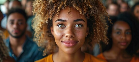 Large group of happy multiethnic and multi-generation people, Portrait of happy young women