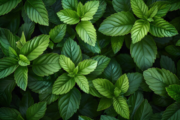 Wall Mural - green leaves top view