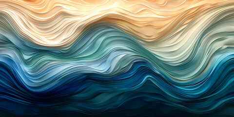 Wall Mural - Abstract Beige and Blue Wave Pattern Illustration for Creative Background or Wallpaper Design