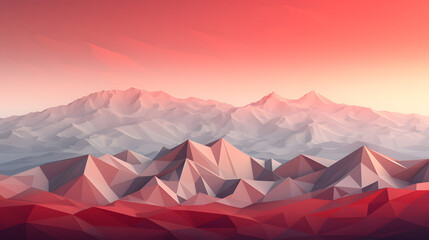 geometric snowy mountain red sky backdrop poster web page PPT background