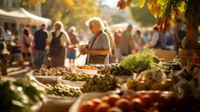 Bustling Greek Agora During Harvest Festival Vendors Selling Produce And Celebrating