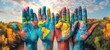 © salahchoayb - Hands of different colors painted in different ways. Colorful background. World Day for Cultural Diversity for Dialogue and Development.