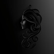 3d rendering of a beautiful girl with long hair on a black background