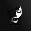 Beautiful woman face on black background. Vector illustration. Eps 10.
