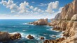 rocky seashore along the Mediterranean coast during good weather