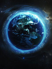 Wall Mural - a blue and white planet with a black hole in the middle