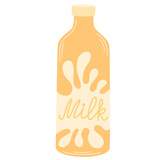 Fototapeta Pokój dzieciecy - Milkshake, fresh drink in glass bottle. Milk shake, cocktail, summer sweet beverage, cold refreshment. Tasty refreshing product. Flat vector illustration isolated