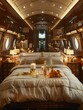 First class private jet, luxury travel, rich luxury jet, millionaire billionaire elite in the cabin