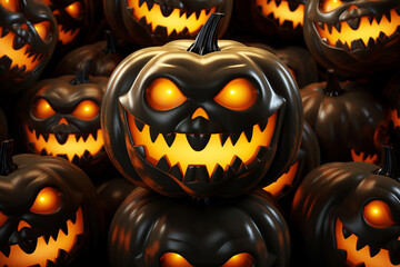 Wall Mural - Generative ai on theme of large scary pumpkin with cut out eyes for celebration holiday Halloween