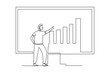 Simple continuous lin drawing of people count the rise in business. Business minimalist concept. Business analysisi activity. Business analysis icon. Market.