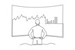 Simple continuous lin drawing of people view business analysis on a large monitor screen. Business minimalist concept. Business analysisi activity. Business analysis icon. Market.