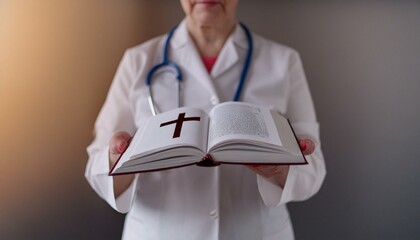 Wall Mural - A Nurse Has The Bible. Doctor With The Bible in The Hospital. 