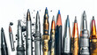 Bullet and pens on white background. Freedom of the press is at risk concept. World press freedom day concept