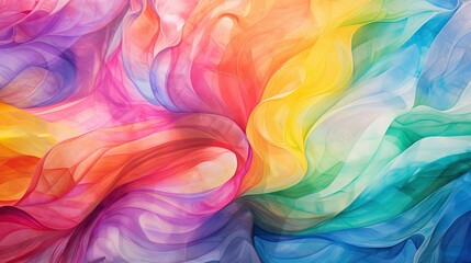 Close-up of swirling abstract patterns in rainbow hues