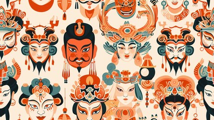 A vibrant tapestry of traditional Chinese opera masks