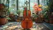 Professional violin in a music school room, vintage interior, musical instruments, art, hobby