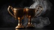 Two trophy Cup With Smoke on a Dark background