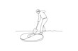 Simple continuous lin drawing of a geologist digs in the ground. Engineer minimalist concept. Engineer activity. Engineer analysis icon.