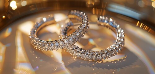 Sticker - Exquisite diamond hoop earrings catching the light with every graceful sway.