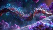Vibrant Digital Illustration of DNA Helix in a Fantasy Microscopic Universe