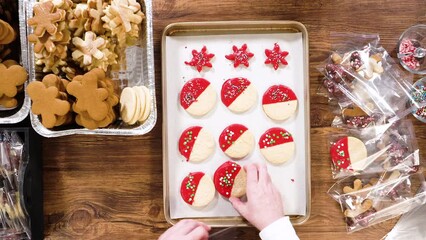 Wall Mural - Festive Cookie Packaging with Chocolate-Dipped Christmas Delights