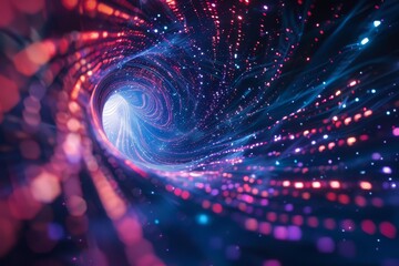 Wall Mural - dynamic particle vortex exploding with data in futuristic 3d space abstract technology concept illustration