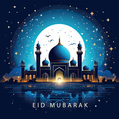 Islamic festival Eid Mubarak vector illustration background 
