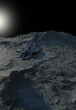 Abandoned Derelict Large Spaceship Gunship on an Alien Moon, 3d digitally rendered science fiction illustration