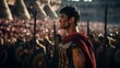 Roman Emperor observes gladiatorial contest in Colosseum