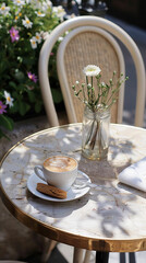 Canvas Print - Italian Espresso and Biscotti in a Charming Outdoor Cafe Setting  