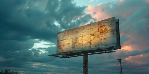 Wall Mural - Marketing Billboard. Blank Large Format Sign against a Cloudy Afternoon Sky. Design Template.