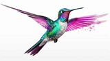 Fototapeta Londyn - Flying humming bird isolated white background.  AI generated.