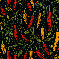 Wall Mural - Seamless Colorful Chilly Pepper Pattern