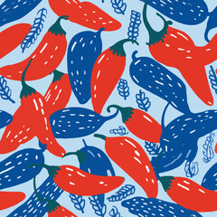 Wall Mural - Seamless Colorful Chilly Pepper Pattern