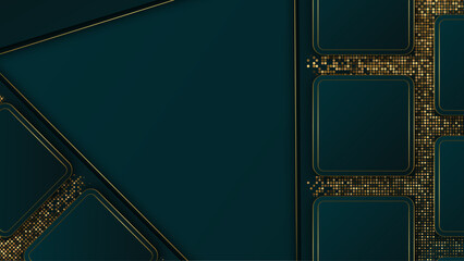 Wall Mural - Elegant deep green background with golden elements.