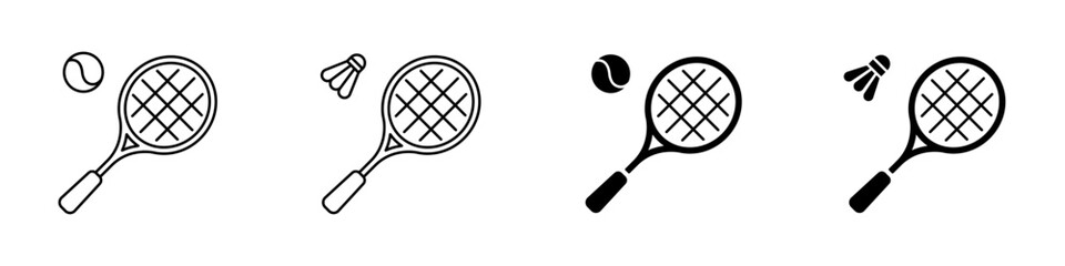 Racket, tennis icon. Badminton, tennis sport icons set. Vector tennis game icon