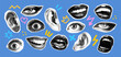 © Foxy Fox - Collage element. Halftone cut out eyes, lips, ears, mouth from newspaper. Cutting shapes of paper for poster, banner, stickers. Abstract grunge vintage part of face. Vector set