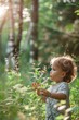 A child in nature loves nature. Selective focus.