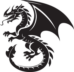 Canvas Print - black and white dragon