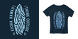 Surf rider typography t-shirt design. Hand drawn surfboard lettering print. Aloha Hawaii apparel design. Vector illustration.