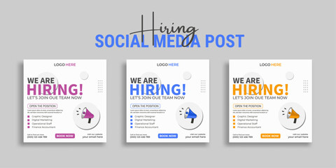 Wall Mural - We are hiring job vacancy social media post or square web banner template vector design	