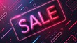 Sale banner with neon effect. Banner design template, discount tag, app icon for your design.