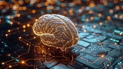 Aufkleber - Brain, neural networks, An overview of the development and potential of artificial intelligence (AI). Machine learning is one of the key concepts highlighted. Generative AI.