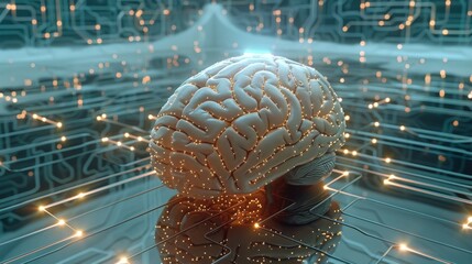 Aufkleber - Brain, neural networks, An overview of the development and potential of artificial intelligence (AI). Machine learning is one of the key concepts highlighted. Generative AI.